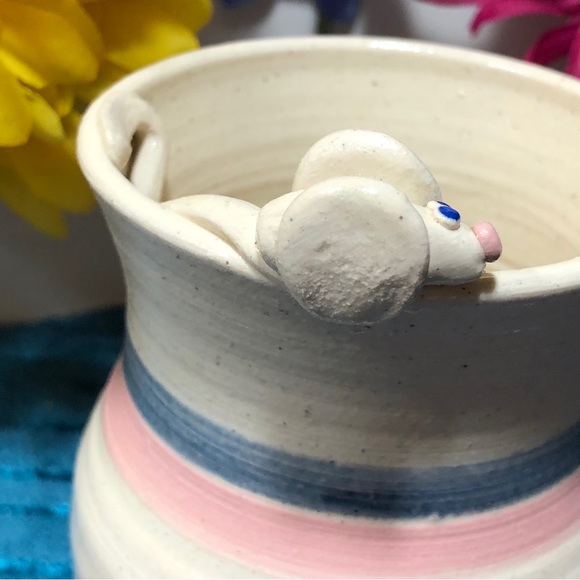 🆕 Francine Zajac Handmade Studio Pottery Art 3D Whimsical Cat & Mouse Clay Mug - Picture 10 of 14